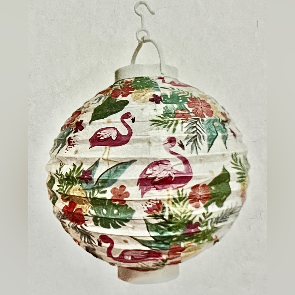 Floral Flamingo LED Paper Lantern